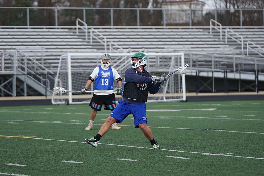 two lacrosse player on field, person, human, apparel, clothing HD wallpaper
