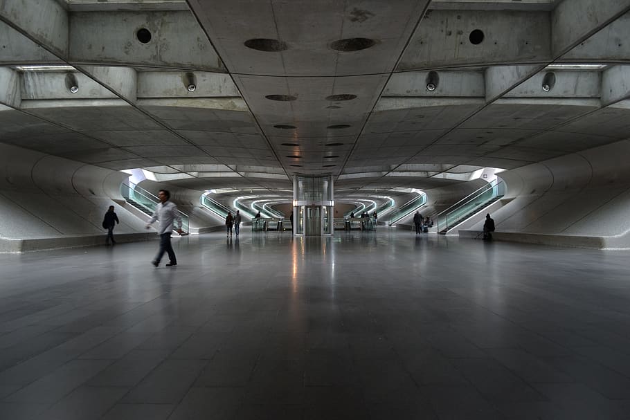 people inside building, architecture, transportation, real people HD wallpaper