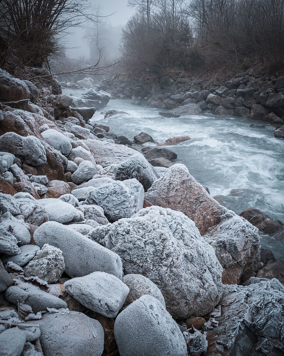 River, flow, nature, rocks, stones, stream, solid, beauty in nature HD wallpaper