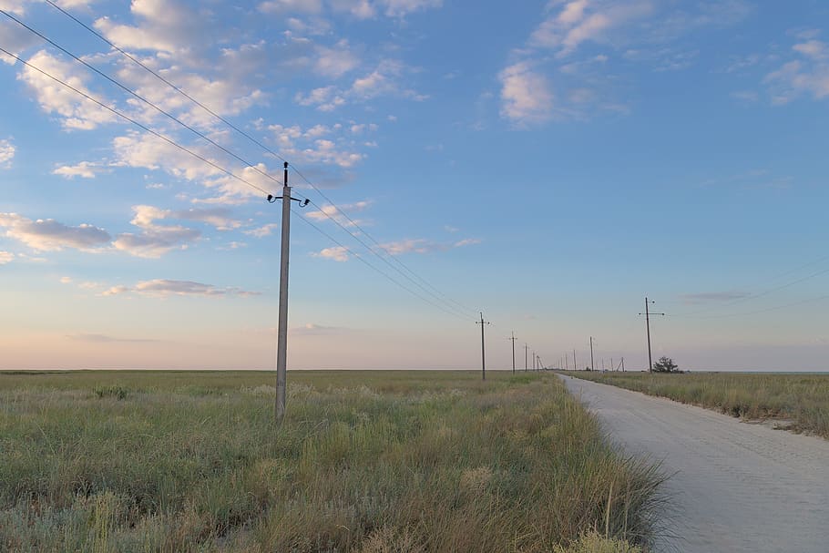 steppe, evening, sky, clouds, summer, summertime, travel, road HD wallpaper
