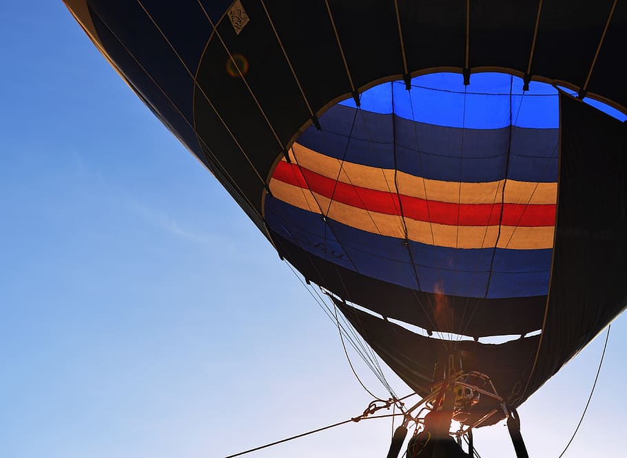 hot air balloon, sky, burner, experience, low angle view, air vehicle HD wallpaper