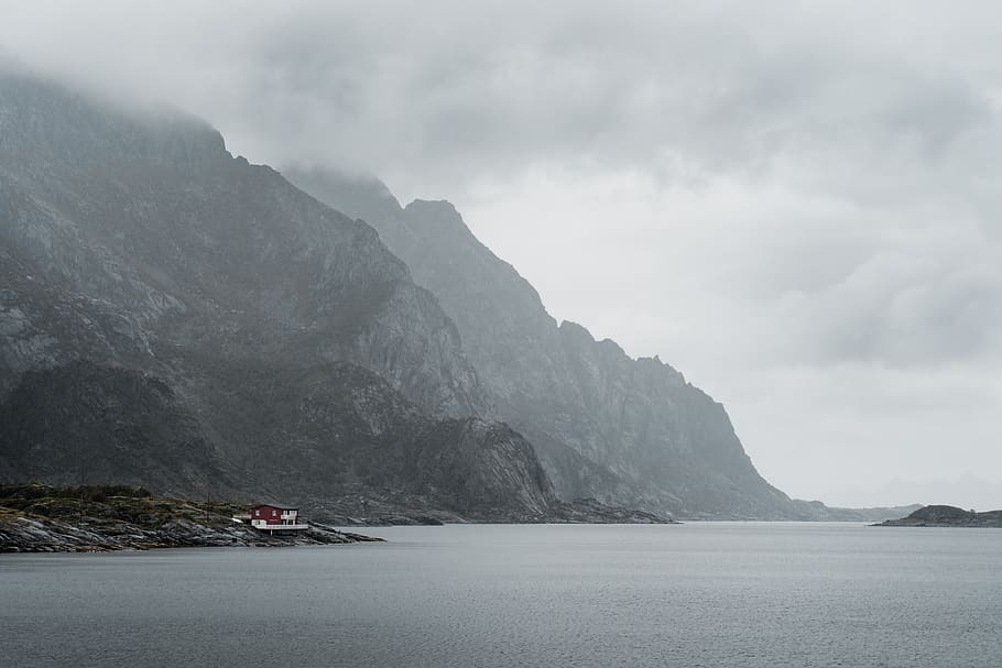 norway, henningsvær, winter, autumn, rainy, mist, morning, HD wallpaper