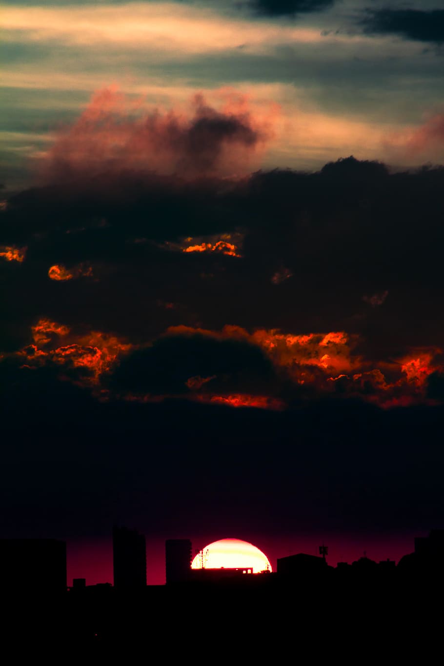 sky, color, sunset, nature, landscape, cloud, orange, scene HD wallpaper