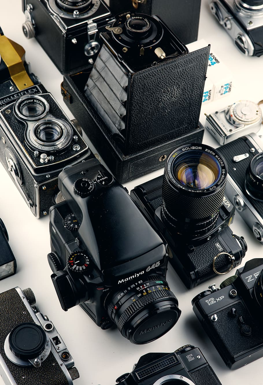 Assorted Black Cameras, Analogue, aperture, classic, collection HD wallpaper