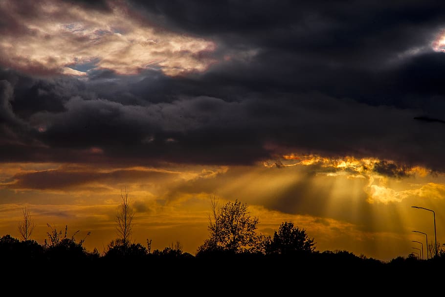 sun, clouds, sunset, heaven, landscape, sunrise, weather, nature HD wallpaper