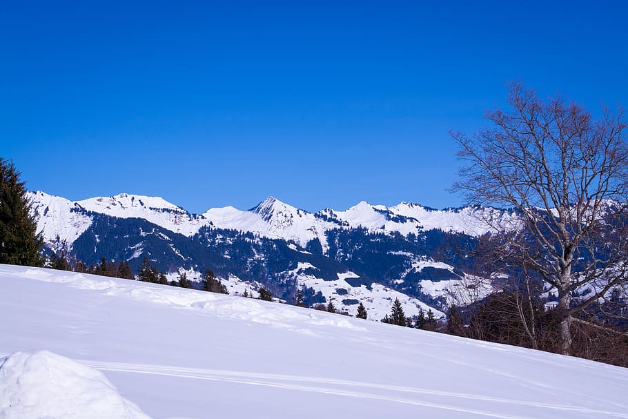 landscape, nature, winter, snow, mountains, mountain peaks HD wallpaper