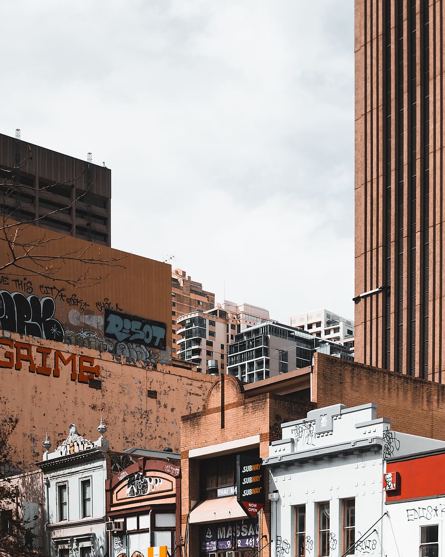 brown and white buildings, urban, architecture, office building HD wallpaper