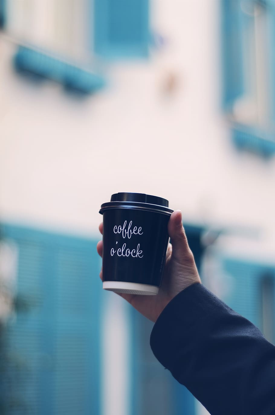Person Holding Cup of Coffee, blue, blur, coffee cup, depth of field HD wallpaper