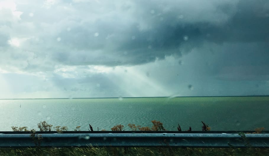netherlands, den oever, afsluitdijk, water, lake, clouds, raindrops HD wallpaper