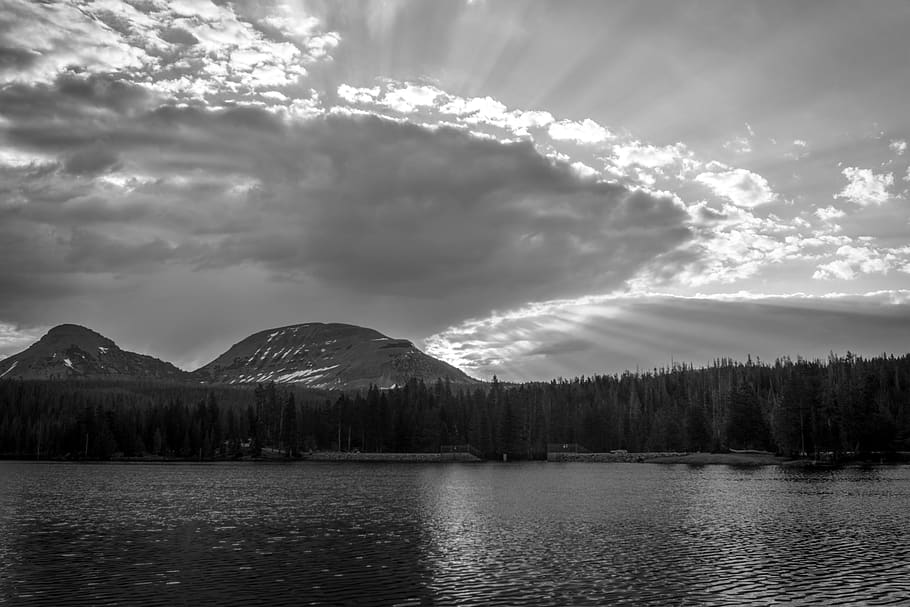 lake, forest, sunrise, sun rays, summer, camping, fishing, trees HD wallpaper
