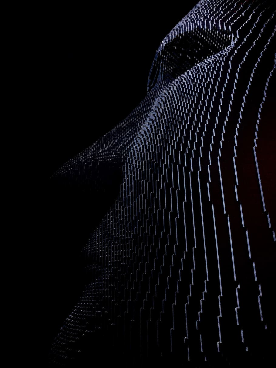 gray 3D illustration, no people, pattern, black background, low angle view HD wallpaper
