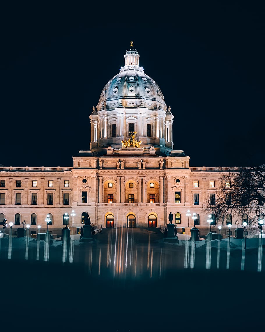 White Concrete Building, architecture, dome, evening, building exterior HD wallpaper