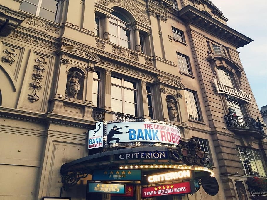london, uk, criterion, theater, comedy show, bank robbery, 2travelcents, HD wallpaper