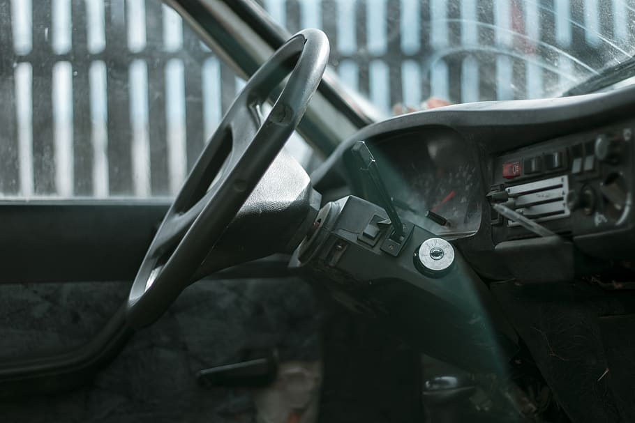 black vehicle interior at daytime, machine, steering wheel, airplane, HD wallpaper