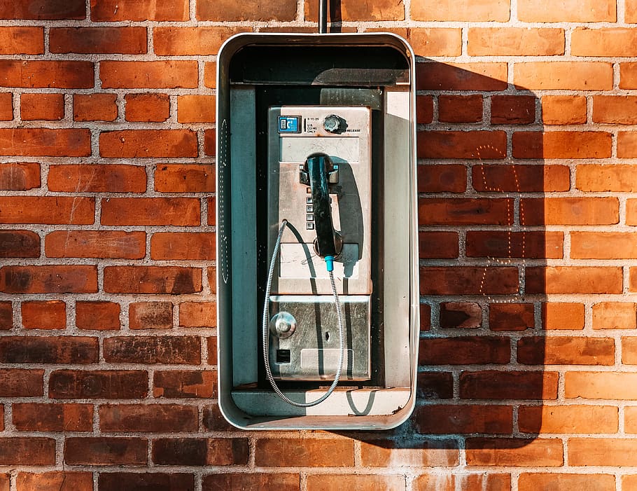 Payphone On Brick Wall Photo, Urban Life, Walls, Contact us, Phones and Cases
