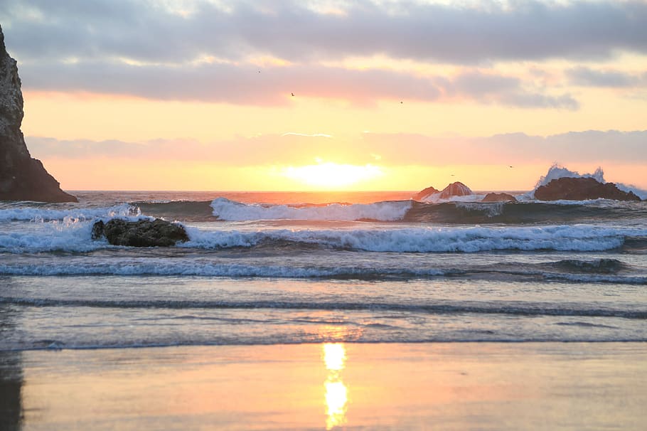 Sunset, Oregon, Beach, Nature, Ocean, Sand, Photographer, sky HD wallpaper