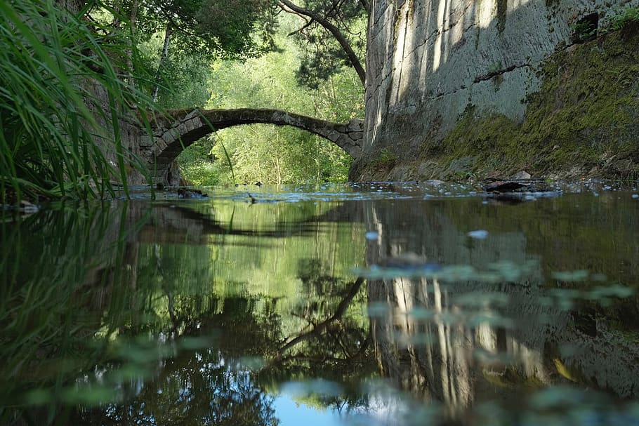 czechia, bridge, river, stone, landscape, water, lake, reflection HD wallpaper