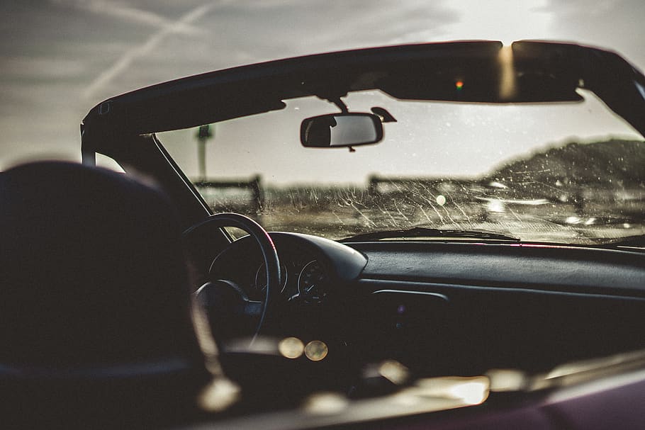 black coupe under gray sky, motor vehicle, mode of transportation HD wallpaper