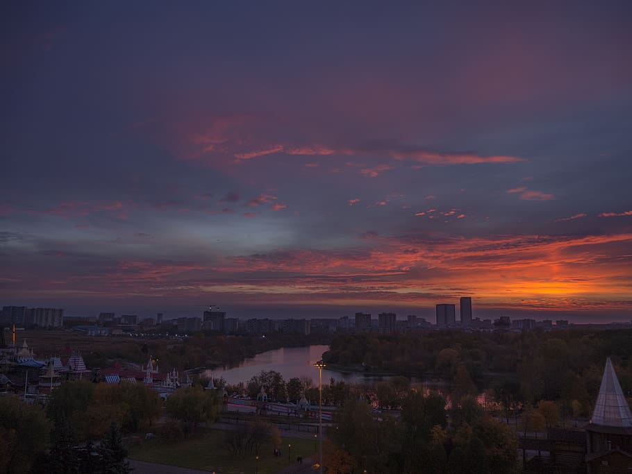 dawn, moscow, russia, sky, city, megalopolis, 2018, building exterior HD wallpaper