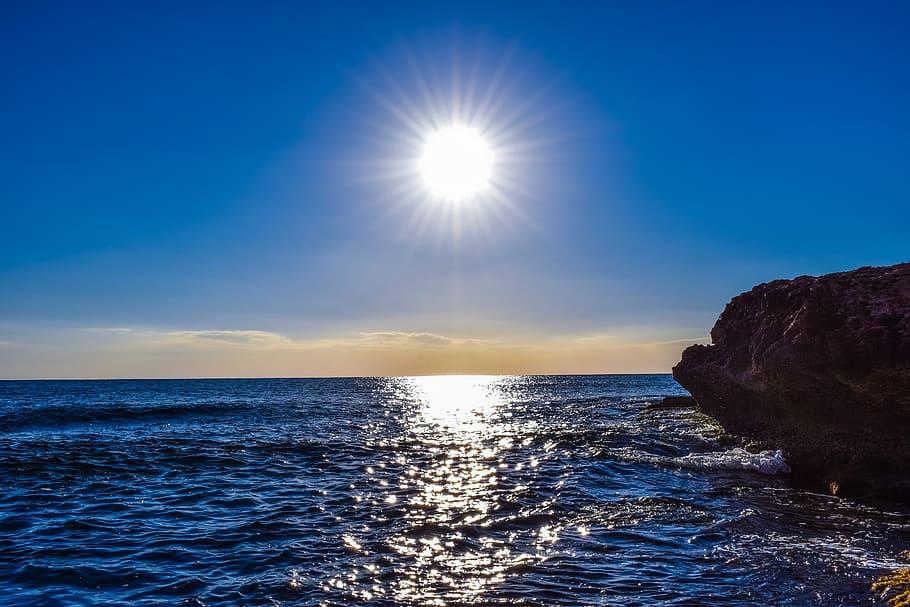 sun, bright, sea, cove, afternoon, sunlight, nature, sunshine HD wallpaper