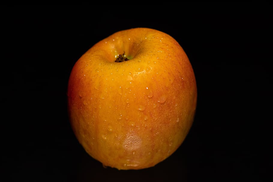 apple, food, fruit, food and drink, healthy eating, black background HD wallpaper