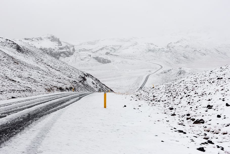 snow, winter, road, path, mountain, highland, landscape, cold HD wallpaper