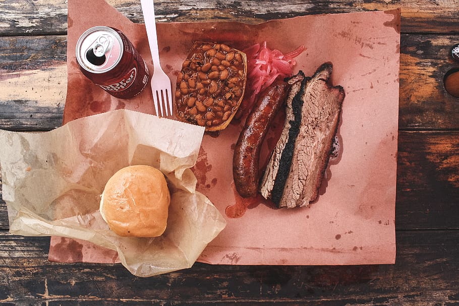 food, dinner, burger, bbq, coke, bread, bun, table, barbecue HD wallpaper