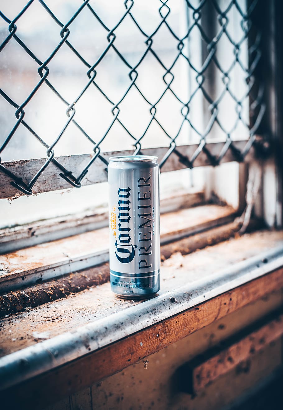 Corona Premier Can Beside Chain Link Gate, beverage, chain-link fence HD wallpaper