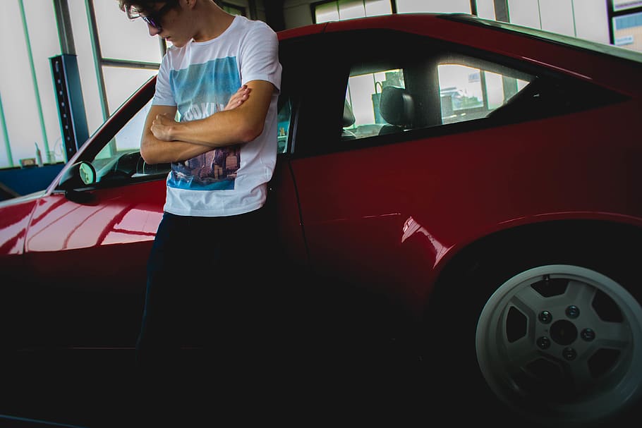 car, manta, red, white, rim, manta b, targa, mode of transportation HD wallpaper