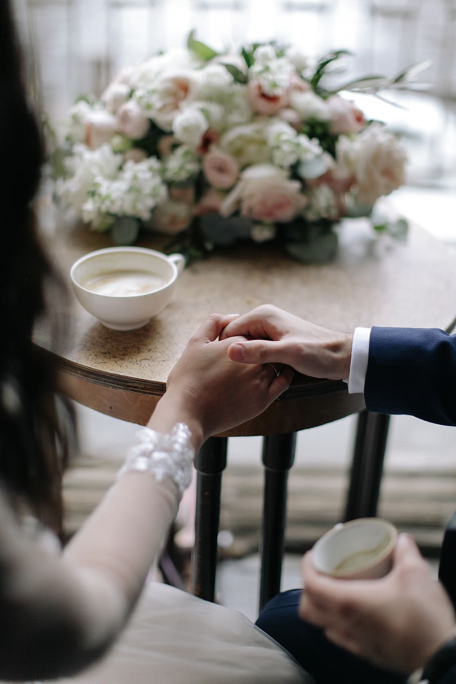 Bride And Groom Holding Each Others Hand, drink, hands, holding hands HD wallpaper