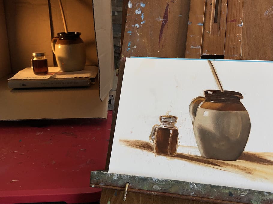 painting, oils, canvas, painter, artwork, artist, container HD wallpaper