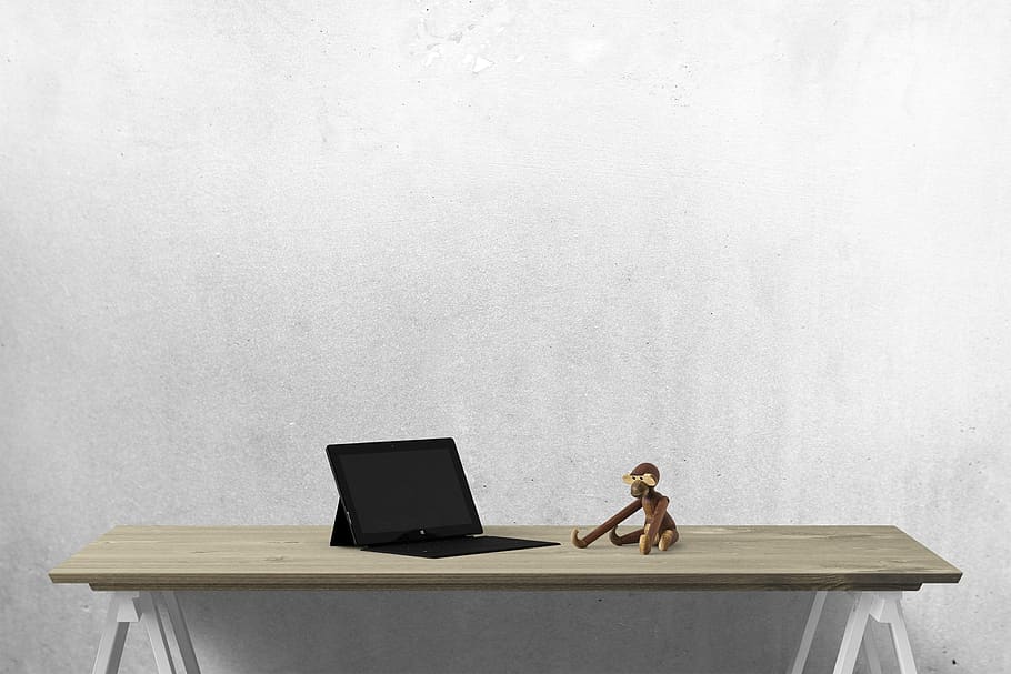 laptop, interior, desk, computer, notebook, technology, communication HD wallpaper