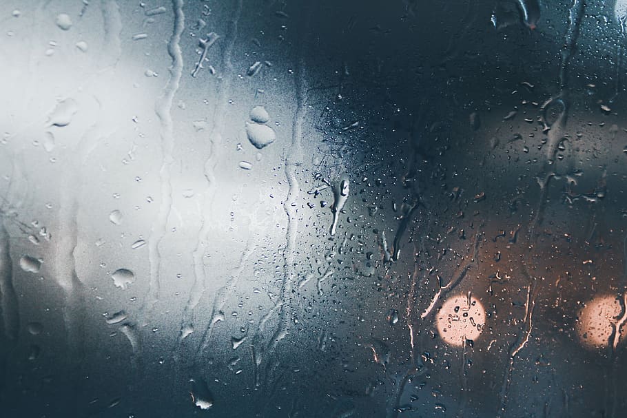 water drops, wet, glass - material, window, transparent, rain HD wallpaper