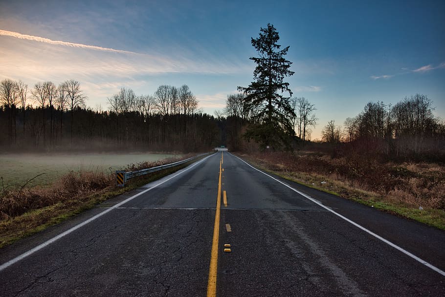 highway beside mountain, road, tarmac, asphalt, usa, carnation, wa HD wallpaper
