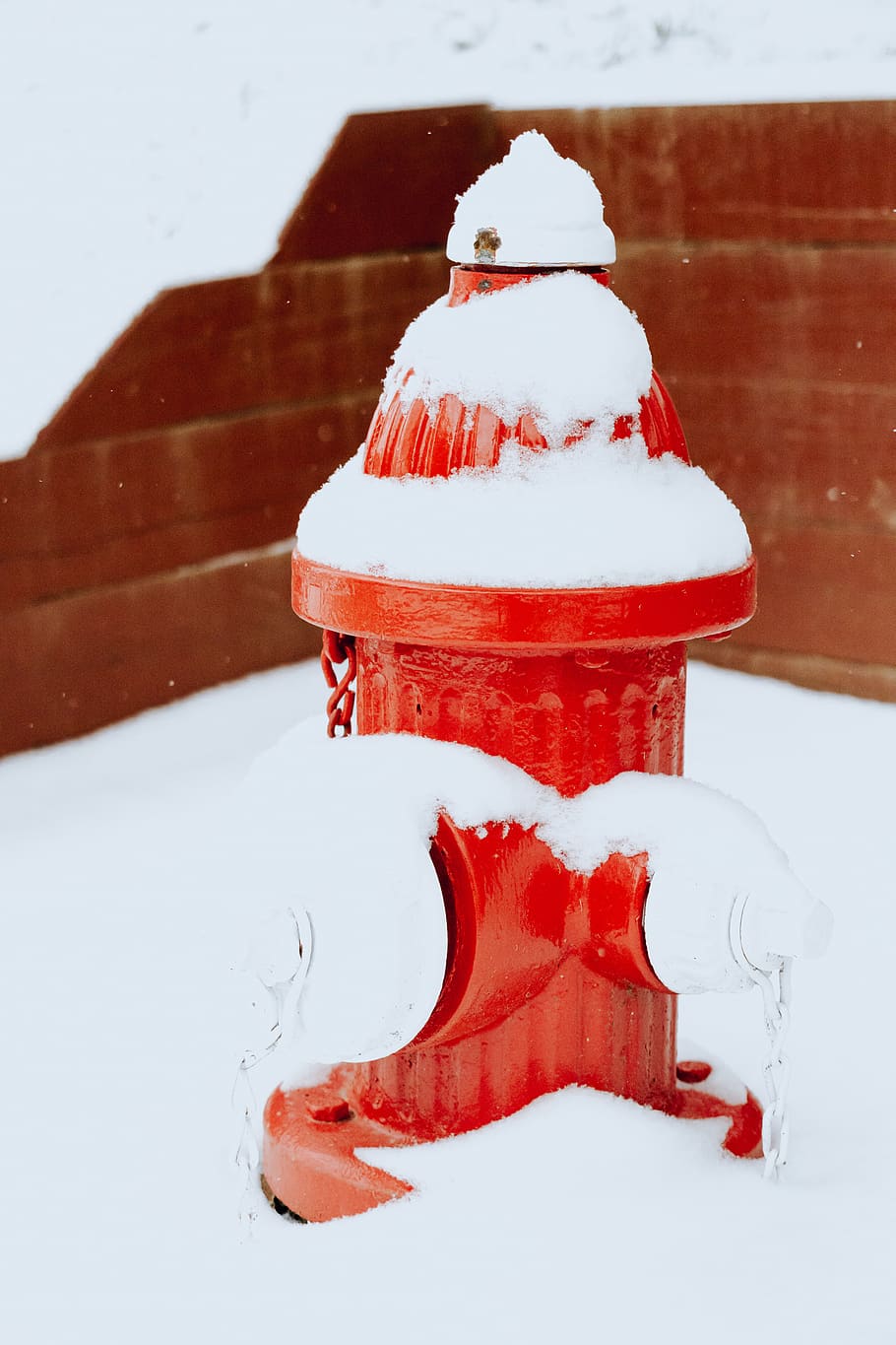 red fire hydrant covered with snow, snowman, nature, winter, outdoors HD wallpaper