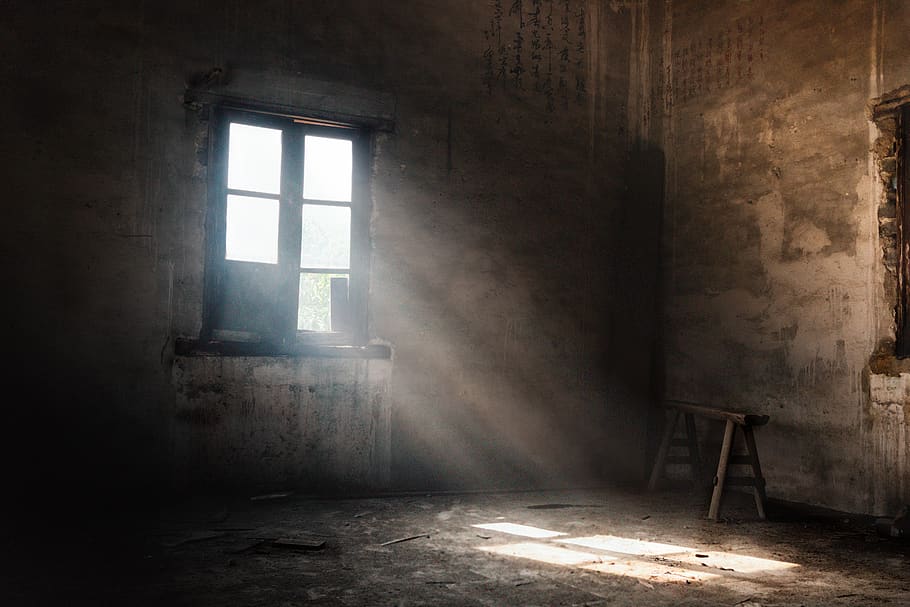 sunrays thru window, indoors, architecture, abandoned, building HD wallpaper