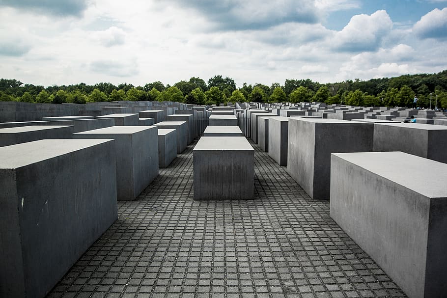 cemetery vault, sky, cloud - sky, tree, plant, architecture, nature HD wallpaper