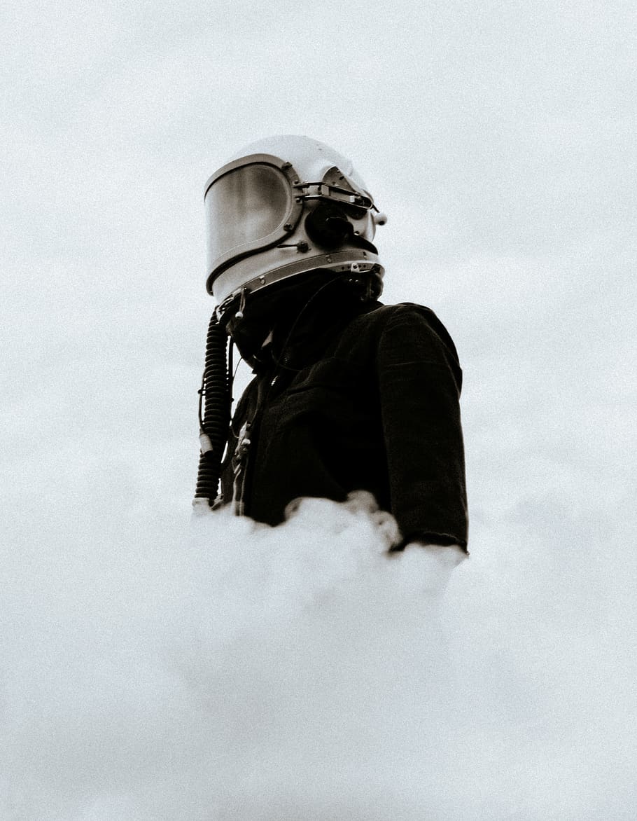 man in black jacket, sky, one person, snow, winter, real people HD wallpaper