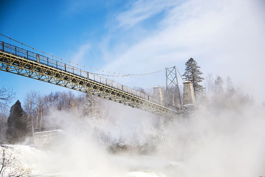 winter, ice, snow, bridge, construction, path, sky, cloud - sky HD wallpaper