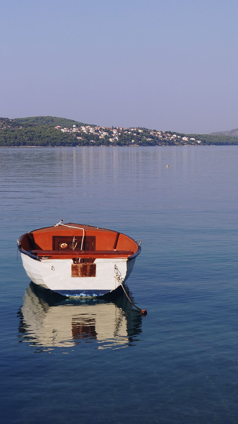 croatia, see, reflection, land, boat, horizon, nastogadka, holiday HD wallpaper