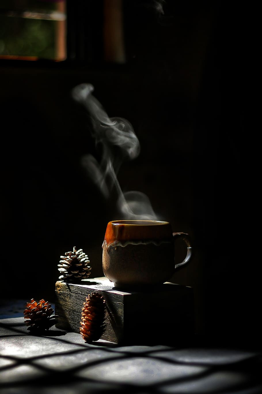 brown ceramic mug, cup, smoke - physical structure, food and drink HD wallpaper
