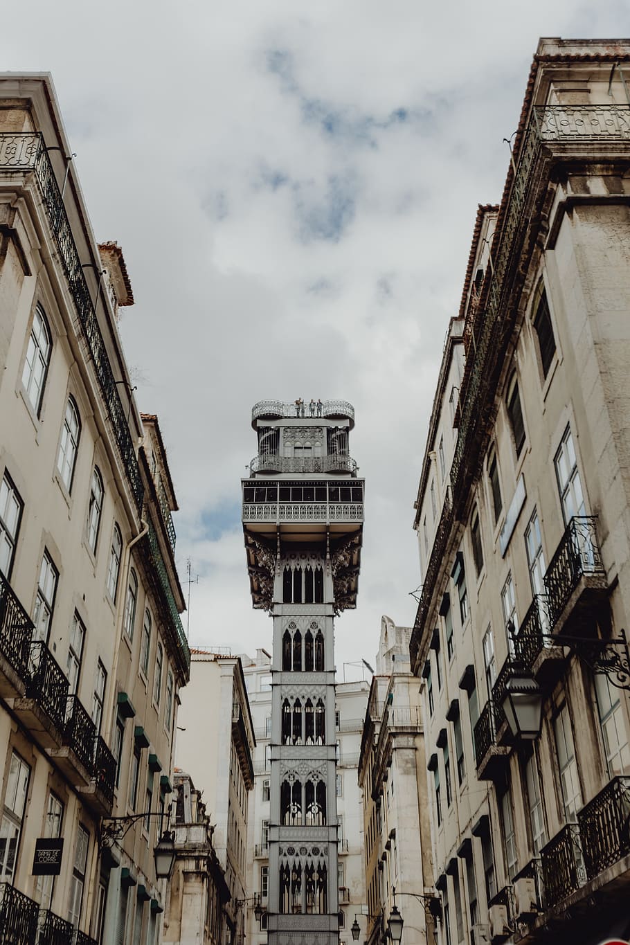 View of the historic elevator of Lisbon in Portugal, lift, santa justa lift, HD wallpaper