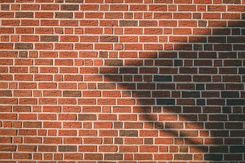brown brick wall, shadow, sharp, plain, simple, symetric, wallpaper HD wallpaper