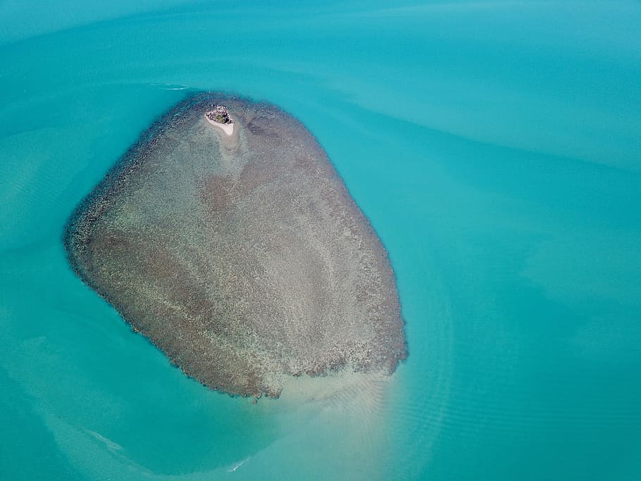 aerial photography of island and body of water, drone, drone view HD wallpaper