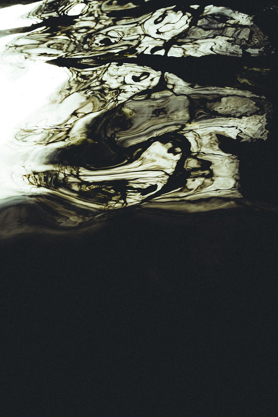 tree, background, wafe, white, black, dark, abstract, reflection HD wallpaper