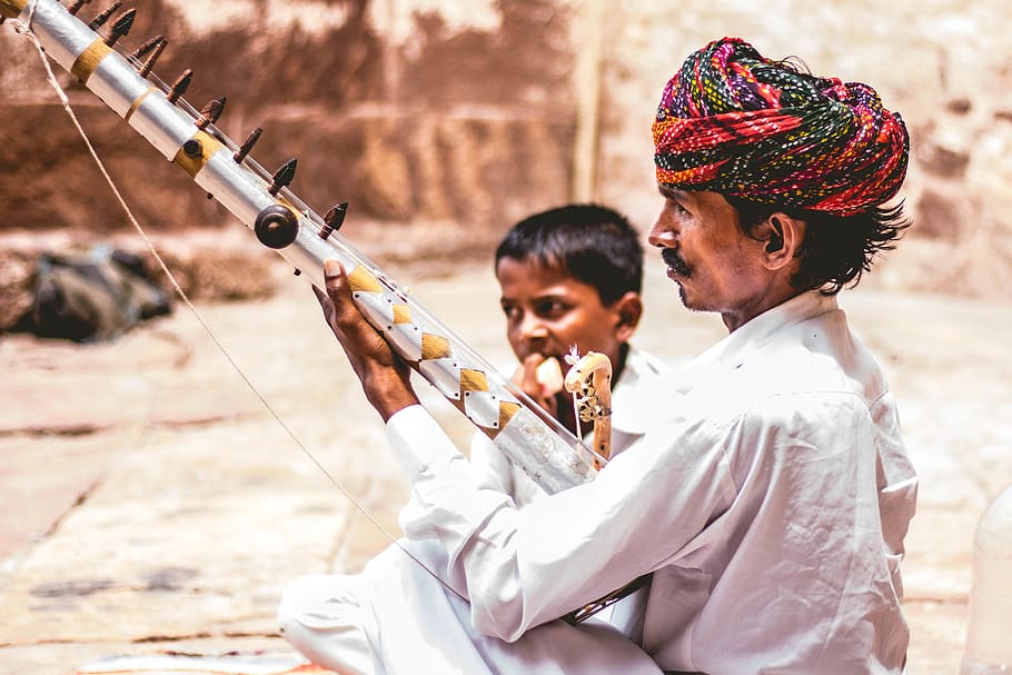folk, music, rajasthan, indian, jodhpur, turban, culture, two people
