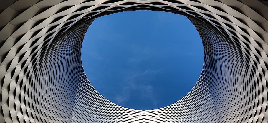 architecture, building, infrastructure, blue, sky, hole, sunny HD wallpaper