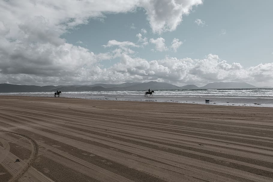 ireland, inch beach, sea, sky, water, cloud - sky, scenics - nature HD wallpaper