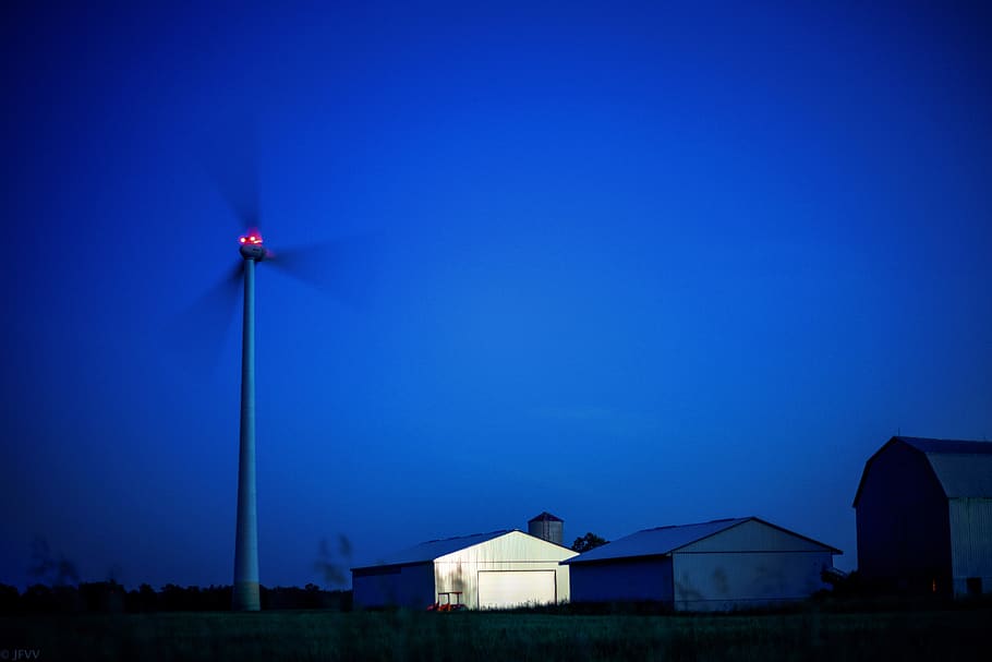white barn beside windmill, architecture, built structure, sky HD wallpaper