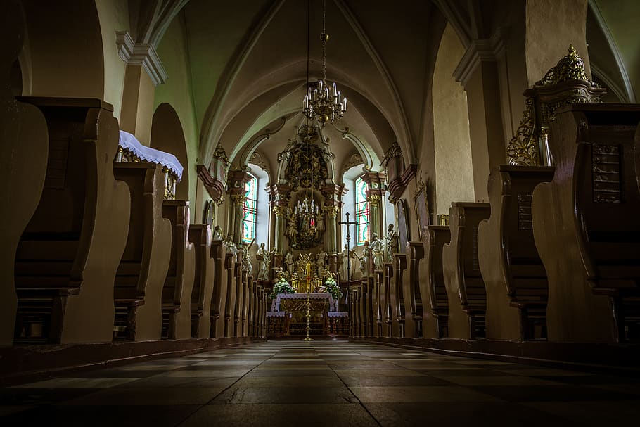 church, interior of the church, catholic, christianity, prayer, HD wallpaper